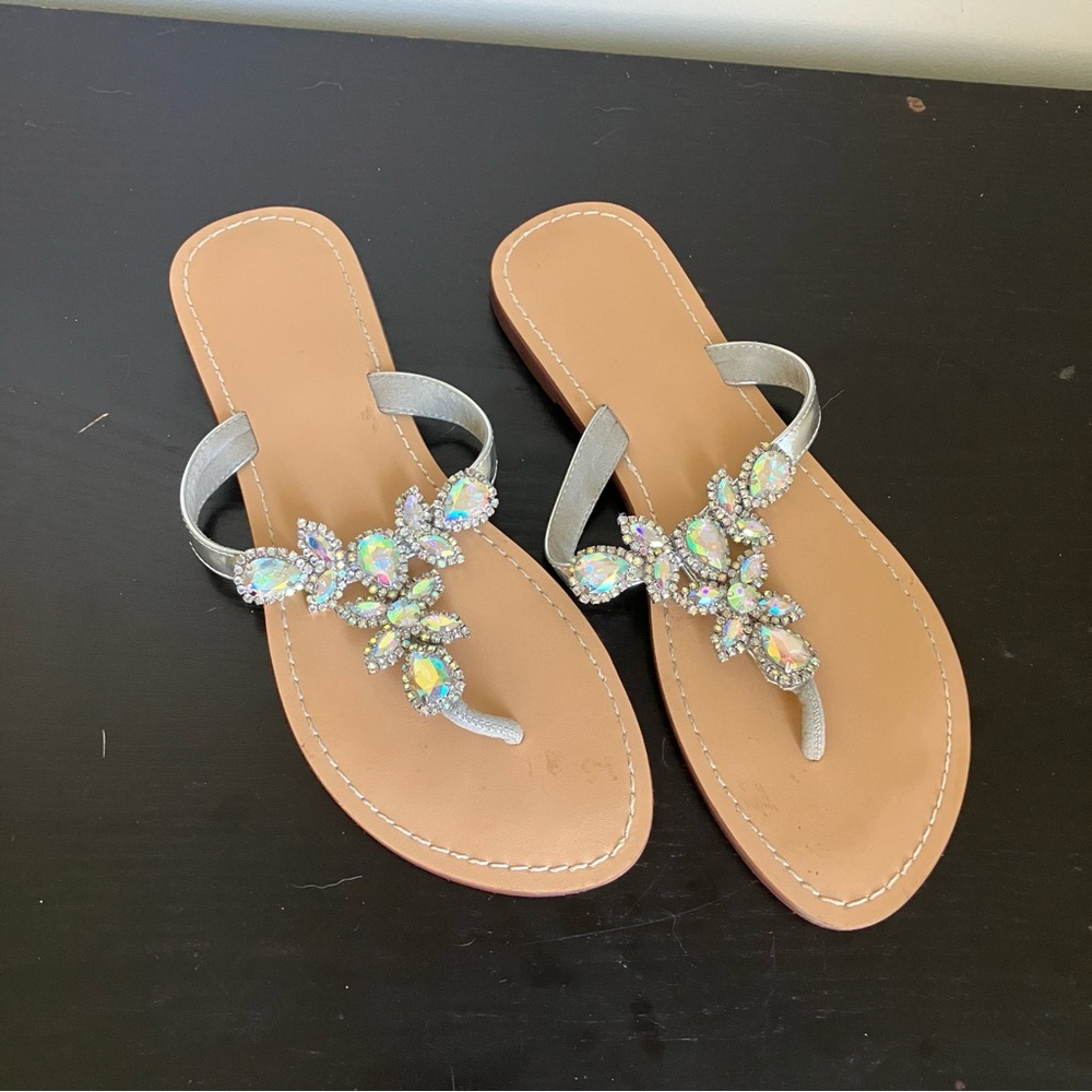 Jeweled Flip Flop Sandals